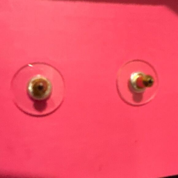 Kate Spade Faux Pearl Cabochon Stud Earrings Gold Tone Bezel Preppy Feminine - Picture 4 of 6